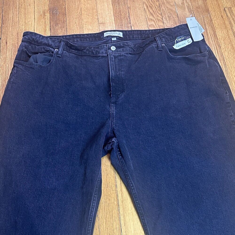 Abercrombie & Fitch Jeans Womens Sz 37/24R Black 90's Relaxed High-Rise NWT FLAW